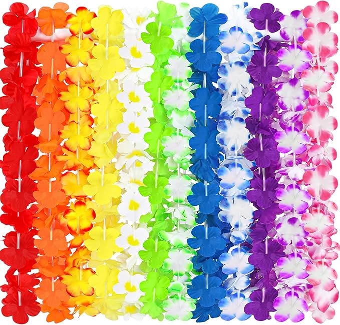 12PCS Hawaiian Leis Bulk, Colorful Luau Leis Party Decorations, Hawaiian by Arrowom