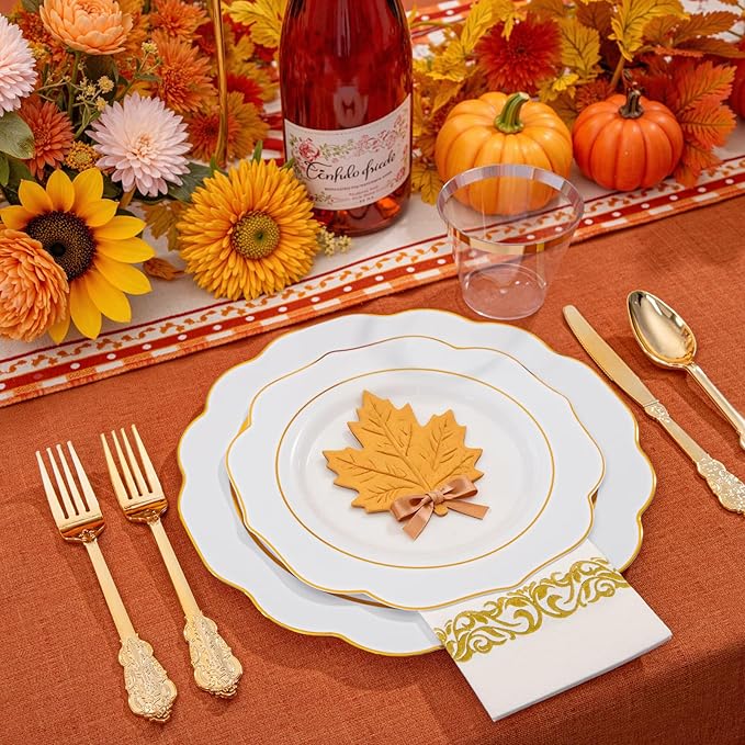 NOCCUR 175PCS Gold Plastic Plates - Image 6