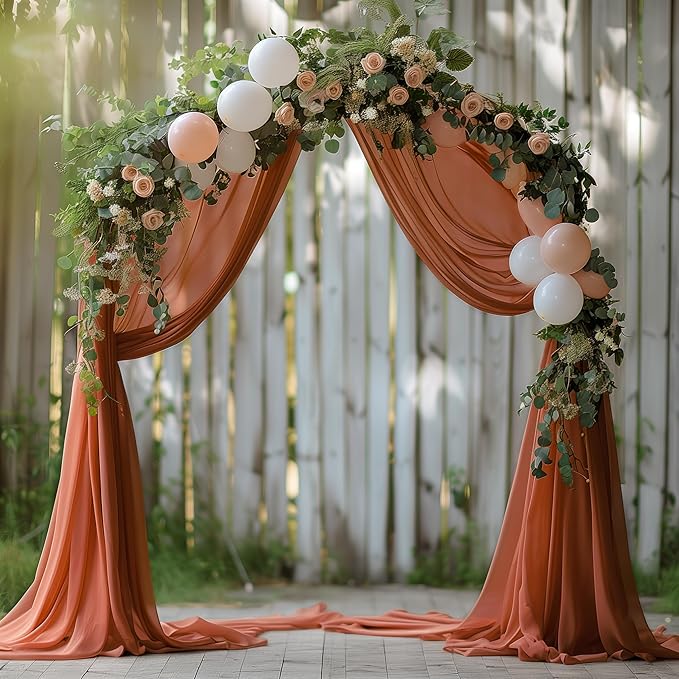Wokceer Wedding Arch Draping Fabric Terracotta 28.7" x 20FT Sheer Drapes - Image 5