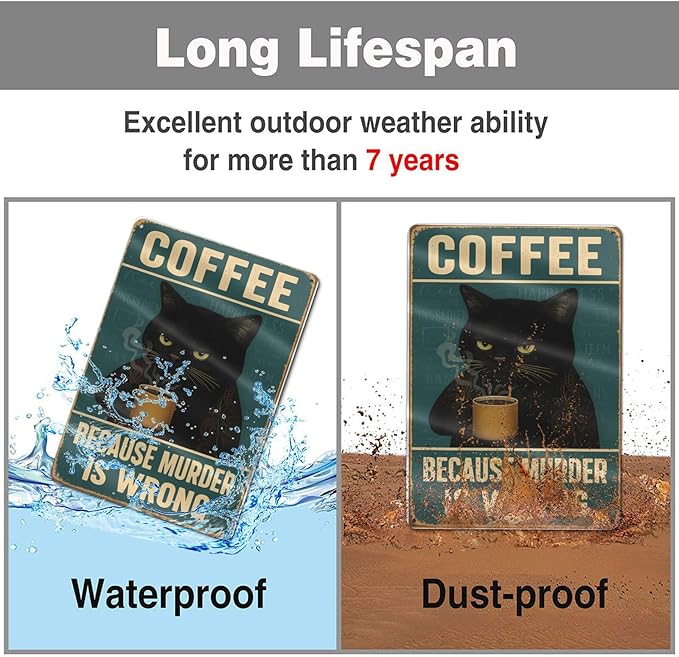 Funny Cat Coffee Metal Sign - Image 6