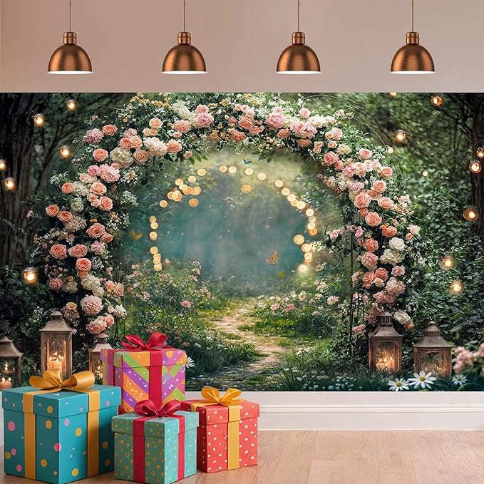 9x6ft Enchanted Forest Wedding Photography Backdrop Wonderland Roses Fairy Tale - Image 3