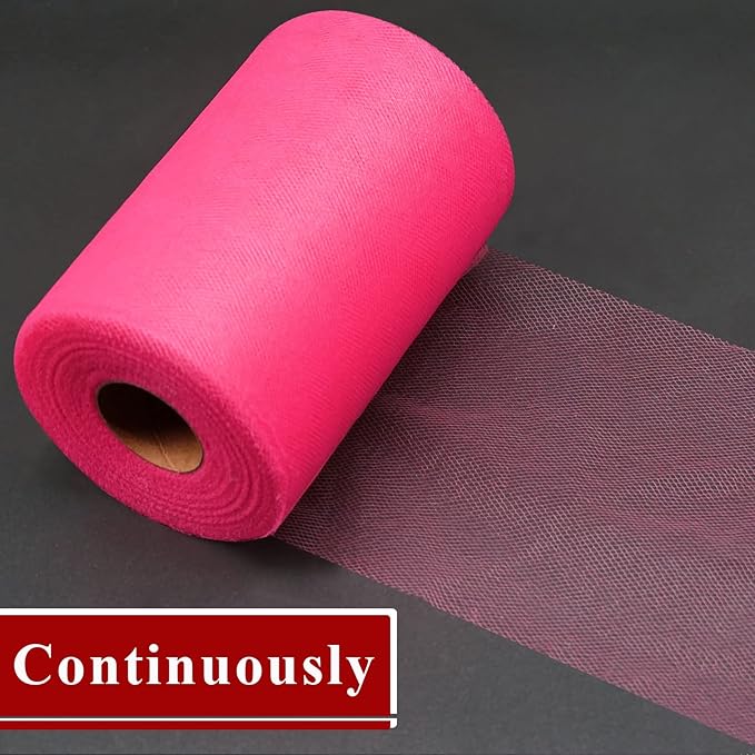 Fuchsia Tulle Fabric Rolls 6 Inch by 200 Yards Fabric Spool Tulle Ribbon - Image 3