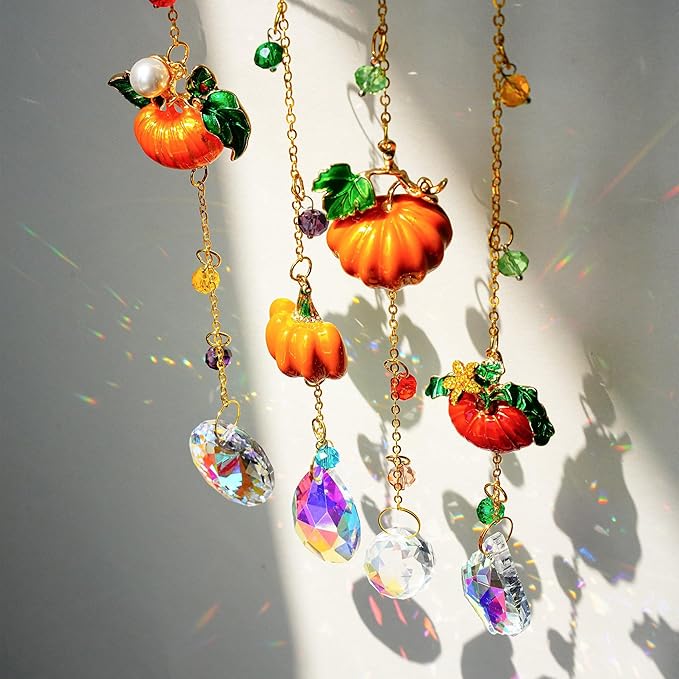 HDCRYSTALGIFTS Set 4 Fall Pumpkin Suncatchers Crystals Sun Catchers Indoor - Image 6