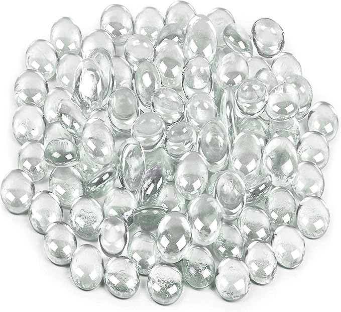 Galashield Flat Glass Marbles for Vases Clear Glass Gems Beads Pebbles Vase by Galashield