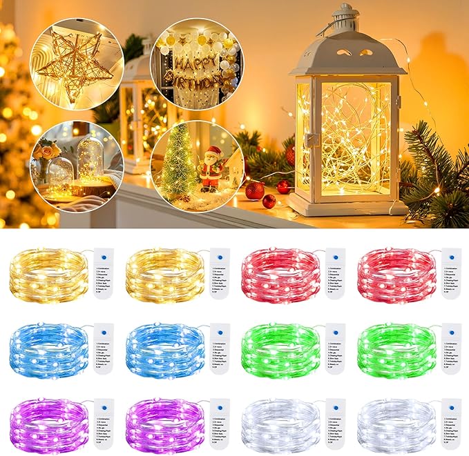 Minetom 12 Pack Fairy Lights Battery Operated String Lights, 8 Modes & Timer - Image 9