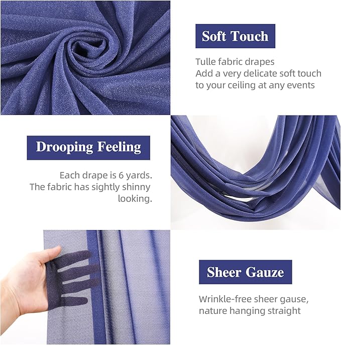 Wedding Arch Draping Fabric, 1 Panel 6 Yards Wedding Backdrop Curtains - Image 2