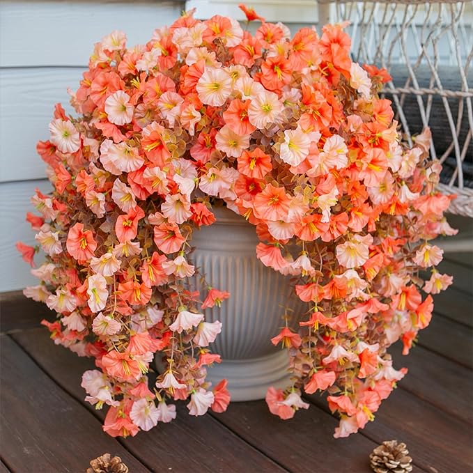 2 PCS Artificial Faux Fall Hanging Flowers Plants - Image 2
