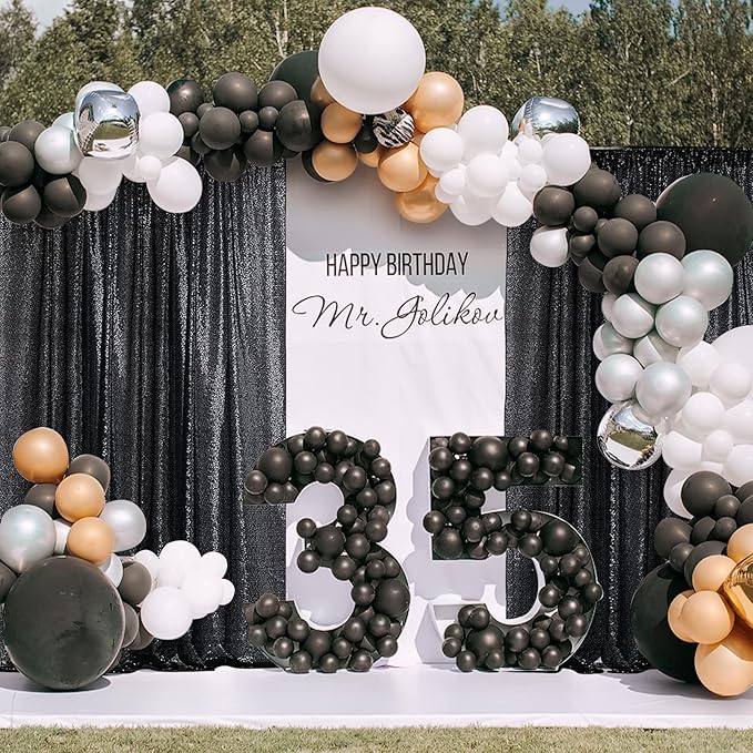 Sugargirl Halloween Black Sequin Backdrop Curtain 4 Panels 2FTx8FT Glitter - Image 7