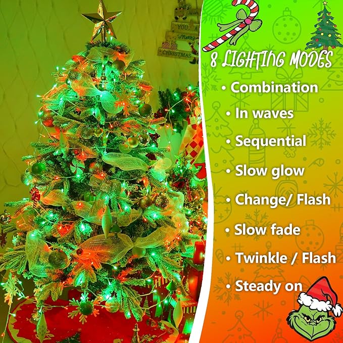 YEGUO 165ft 500 LED Red and Green Christmas Lights Outdoor Waterproof, 8 Modes - Image 3