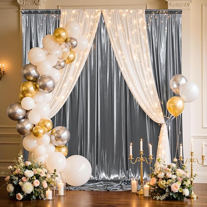 10x10FT Charcoal Silver Sequin Backdrop - Image 5