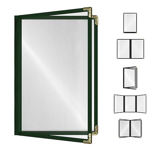 Goodsmart Restaurant Menu Covers – Green 25 Pack, 4-View 8.5" x 14", by ACISuperPower