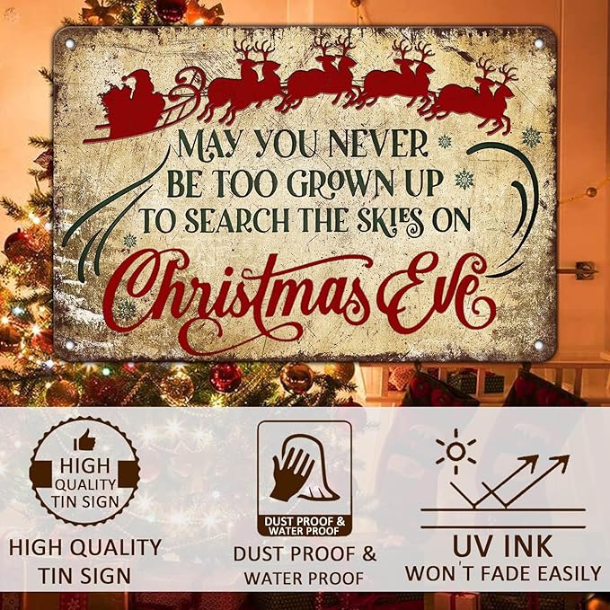 Christmas Signs Vintage Metal Tin, May You Never to Too Grown Up to Search The - Image 4