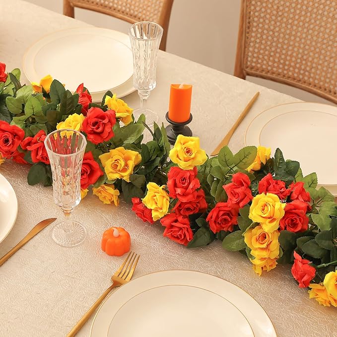 Floweroyal 2 Pack Artificial Flower Garlands 15.8FT Fake Rose Vines Silk - Image 5