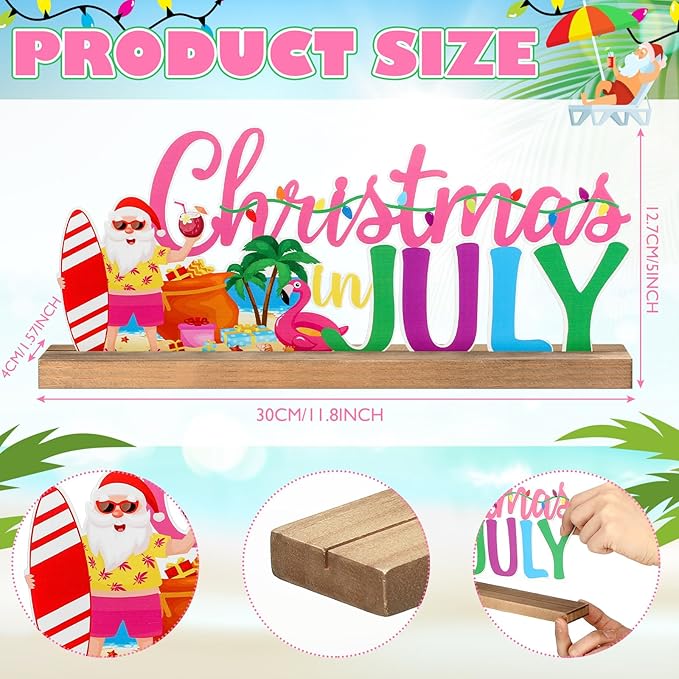 Christmas in July Metal Sign Rustic Table Decor Holiday Tiered Tray Decor - Image 2