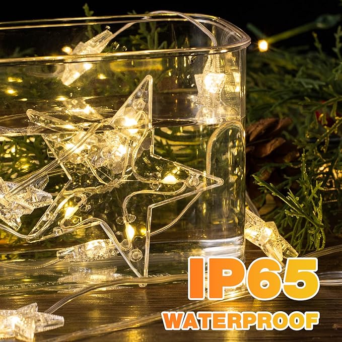 46 Stars Christmas Window Lights, IP65 Waterproof 74 LEDs Twinkle Star Curtain - Image 2