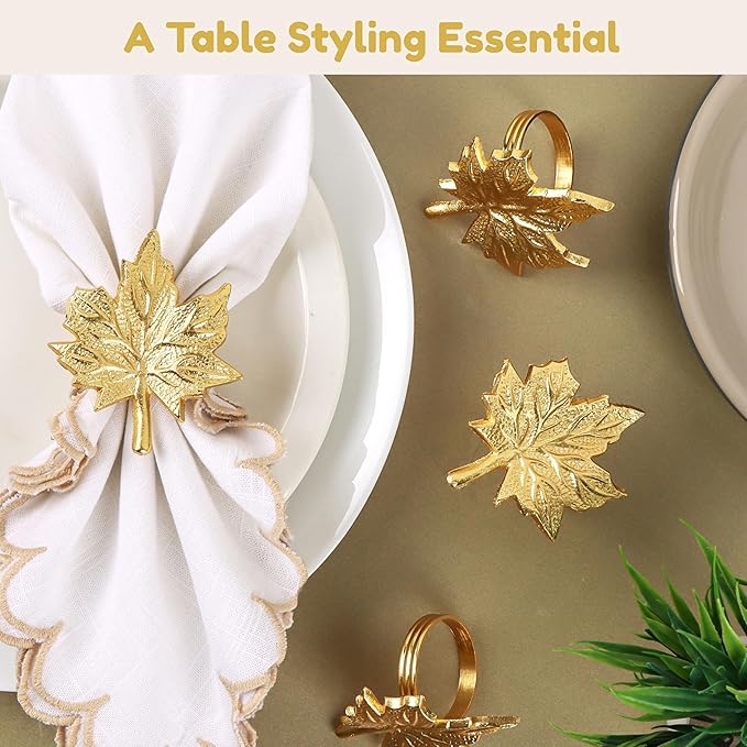 Set of 12 Maple Leaf Napkin Rings - Image 8