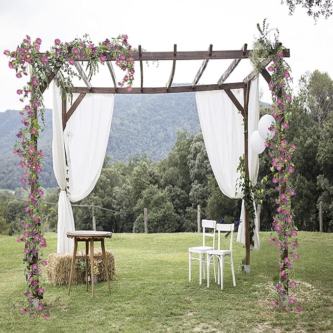 Purple Flower Garland Fake Vines Silk Artificial Daisy Purple Birthday Party - Image 3