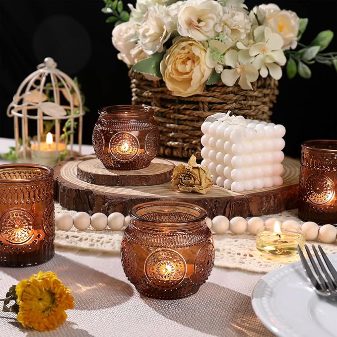 DARJEN 24Pcs Amber Votive Candle Holders - Image 7