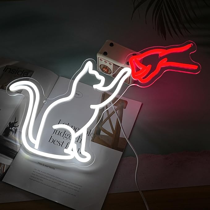 LISIGNVE Cat Handshake Neon Sign Human Beings and Animals Neon Light - Image 4