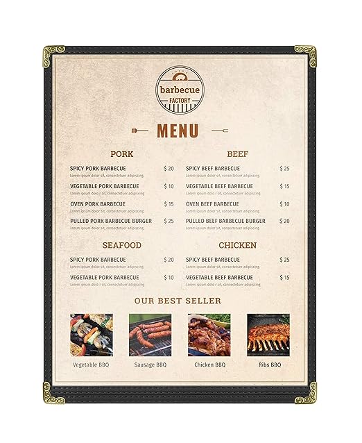 Goodsmart Restaurant Menu Covers – 25 Pack Black 2-View, Top-Loading Menu - Image 3