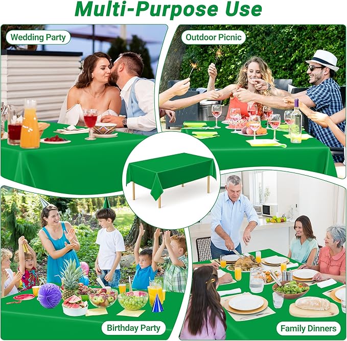QZYL 12 PCS Disposable Plastic Table Cover, 54 X 108 in Large Table Cloth - Image 6