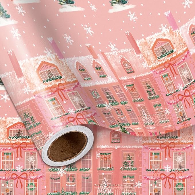 LeZakaa Pink Christmas Wrapping Paper Roll by LeZakaa