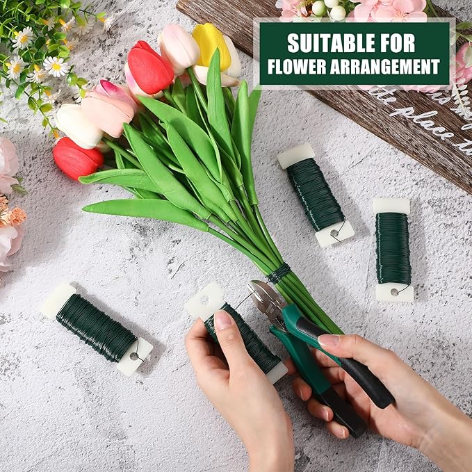 Ferraycle 36 Pack Green Floral Wire 38 Yards 22 Gauge Flexible Paddle Florist - Image 5