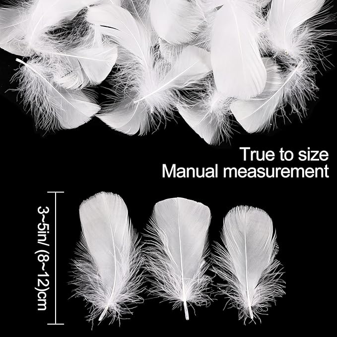 THARAHT 360pcs White Feathers 3-5 inch Craft Feathers Assorted Rainbow Colors - Image 2