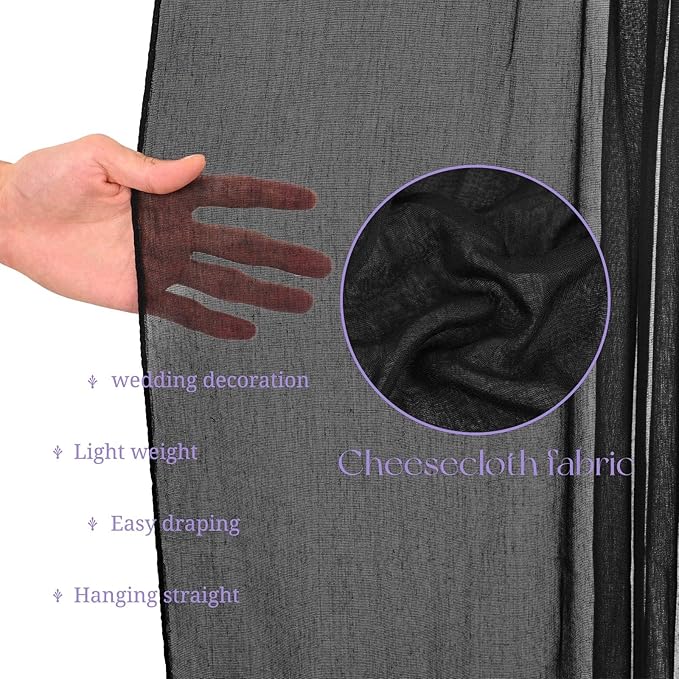 6 Panels Black Ceiling Drapes for Wedding, 5ftx30ft Ceiling Drapes Cheesecloth - Image 4