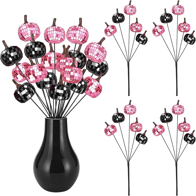 20Pcs Disco Halloween Decor, Disco Pumpkin Table Decoration, 14 Inch Artificial by Unknown