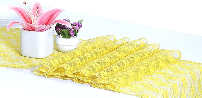 MDS Pack of 10 Wedding 12 x 108 inches Lace Table Runner - Image 3