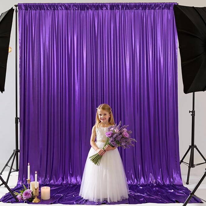 10x10 ft Glitter Purple Backdrop Curtain - Image 5