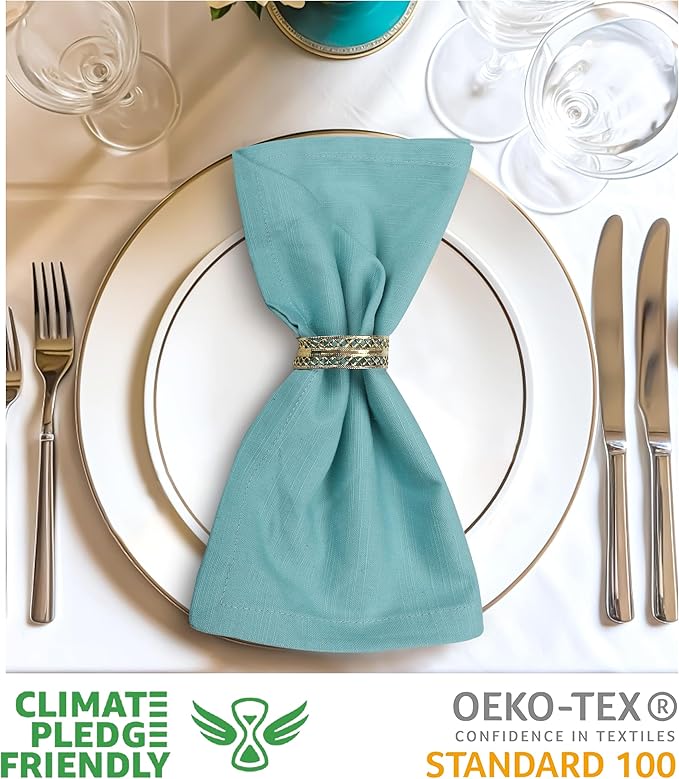 Urban Villa Easter Napkins Aqua Color Cloth Napkins Oversized 20x20 Inches 100% - Image 3