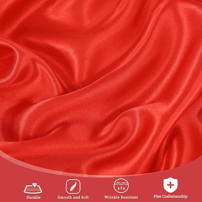 fani 12 Pack 120 Inch Red Satin Tablecloth - Image 4