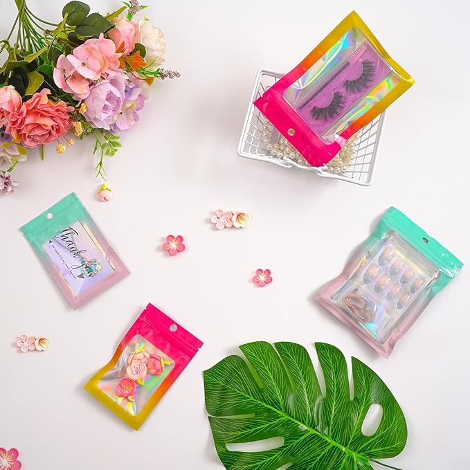 Funfery 100 Pack Gradient Holographic Bags, Mylar Resealable Bags - Image 7