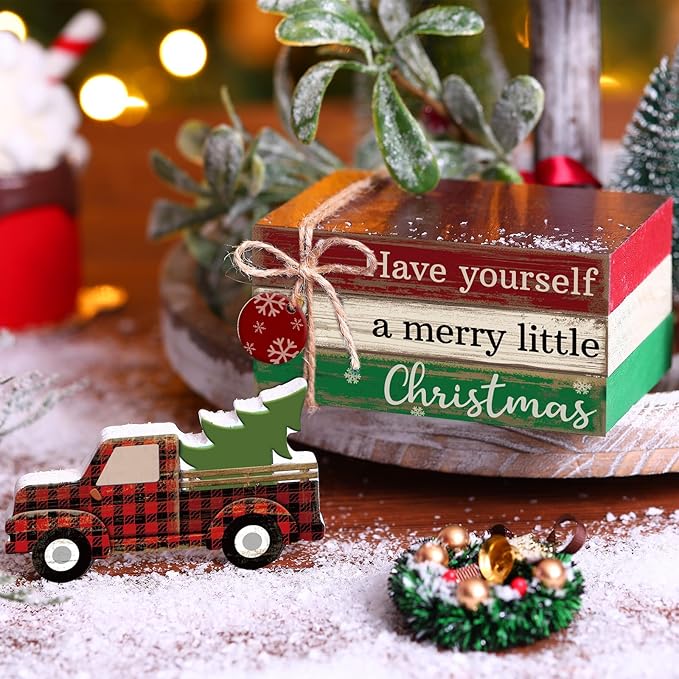 4 Pcs Christmas Table Decor Winter Table Decorations Christmas Tiered Tray - Image 3
