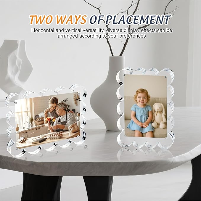 3 Pack 4x6 Inch Magnetic Acrylic Picture Frame, 10+10mm Thick Block, Double - Image 3