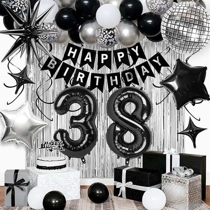 38th Birthday Decorations for Men Women, Fringe Curtains Kit by Birthdaypartyexpert