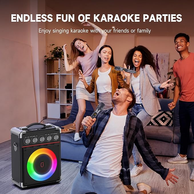 Karaoke Machine with 2 Microphones: HWWR Portable Karaoke Machine - Image 4