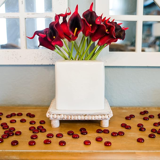 Galashield Flat Glass Marbles for Vases Red Glass Gems Beads Pebbles Vase Filler - Image 2