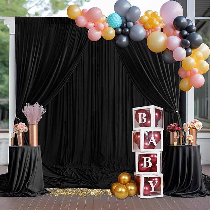 10ft×9ft Black Backdrop Curtain, Wrinkle Free Thick Polyester Drapes - Image 6