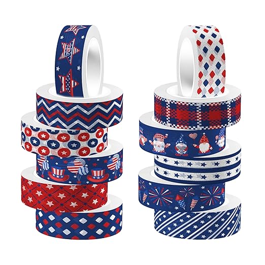 Washi Tape 12 Rolls Washi Tape Set Patriotic Packing Tape American Flag Washi by AdirasenotekOfficialFlagship