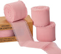 3 Rolls Blush Pink Handmade Chiffon Ribbon, 1.5" x 21Yd Frayed Fringe Silk by KEOSREE