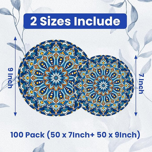 100 Count Boho Paper Plates – Disposable Plates - Image 2