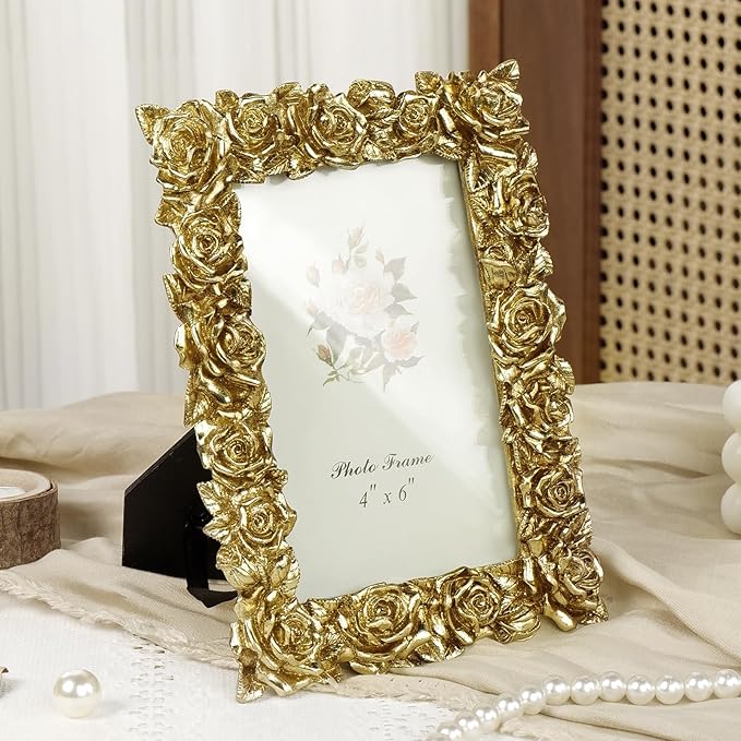 Cuspin Vintage Gold 4x6 Picture Frame, Antique Picture Frames - Image 4