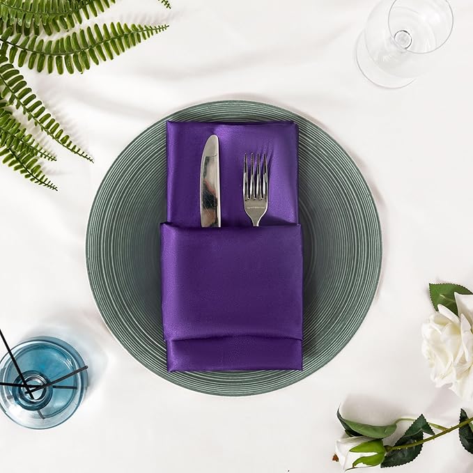 36 Pack Square Satin Dinner Napkins, 16x16 Inches Silky Soft Smooth Table Cloth - Image 4