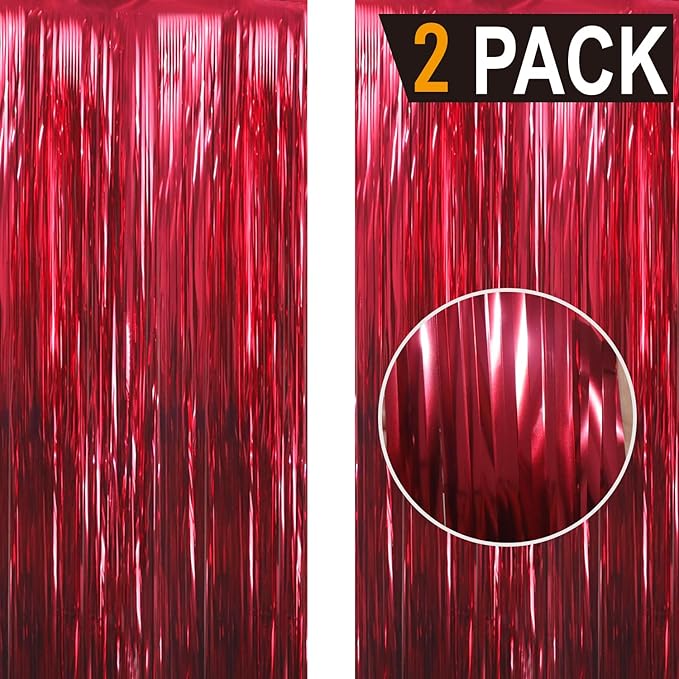 GOER 6.4 ft x 9.8 ft Metallic Tinsel Foil Fringe Curtains, Graduation - Image 2
