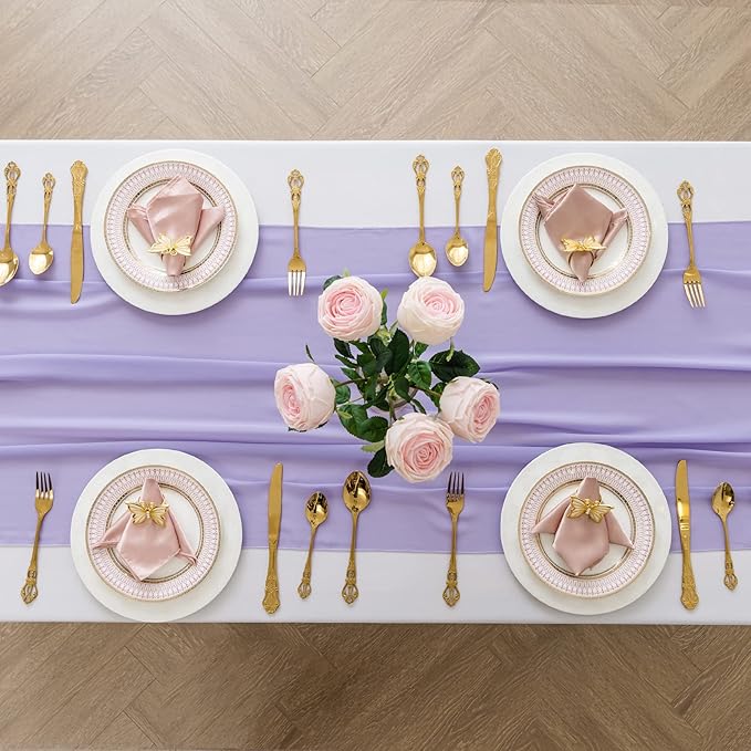12Pack 9ft Chiffon Table Runner 14x108 Inch Sheer Romantic Table Runner - Image 3