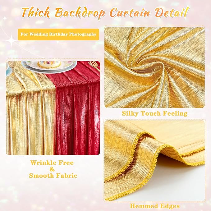 Wedding Backdrop Curtains for Arch Drape: 4 Panels 4.8x8FT Glitter Backdrop - Image 4