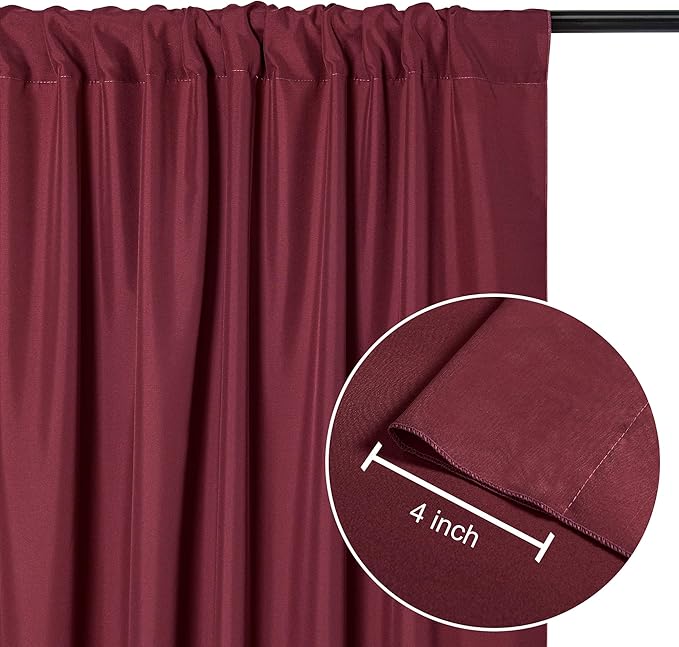DWCN 10x7 FT Burgundy Backdrop Curtains - Image 3